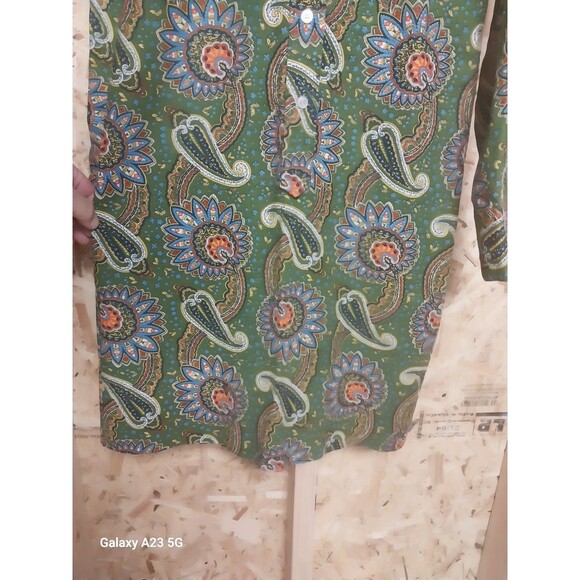Vintage Minnesota Woolen Size 10 Green Paisley Dress Mod 60s Collared - Picture 2 of 8